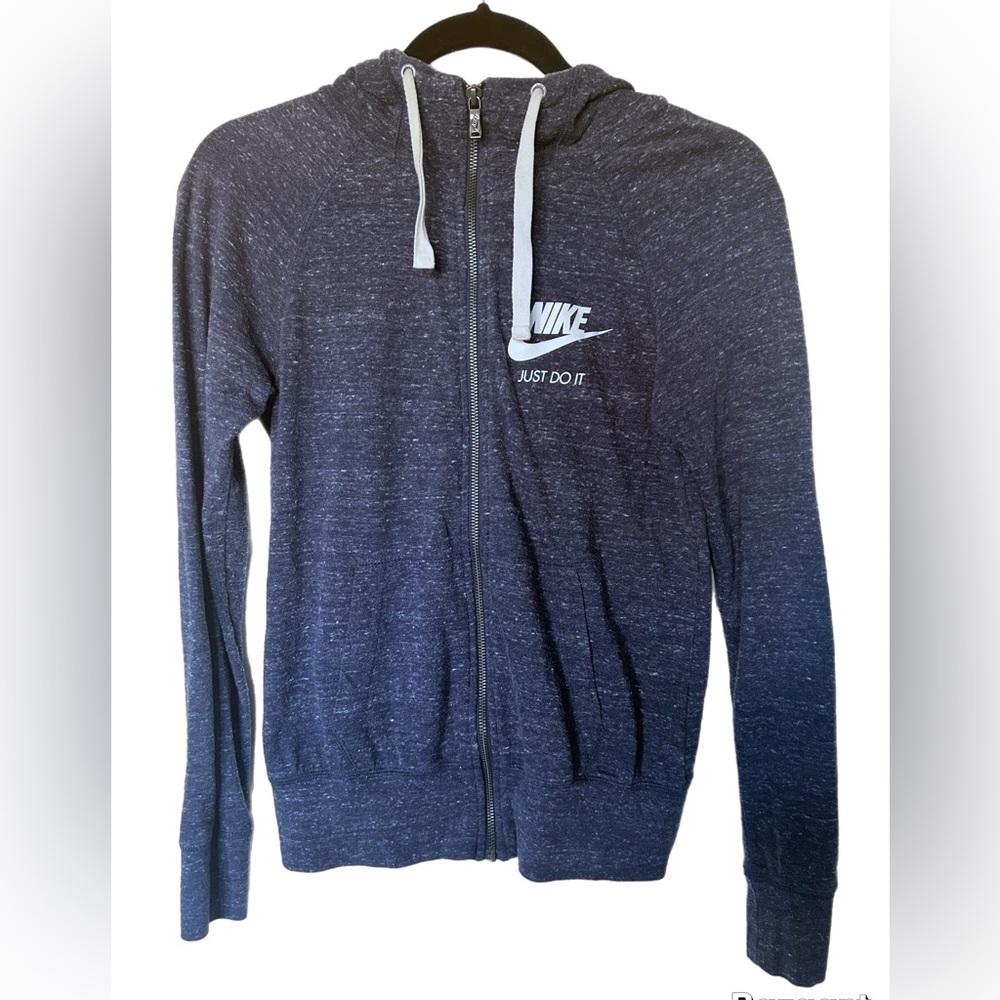 Nike Athletic Zip Hoodie Jacket Heathered Blue XS
